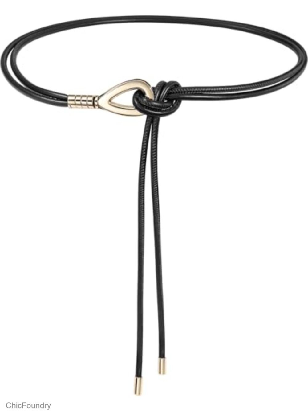 Faux Leather Knotted Waist Belt Gold Buckle Skinny